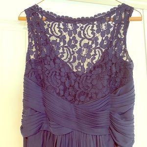 David’s Bridal navy lace bridesmaid dress